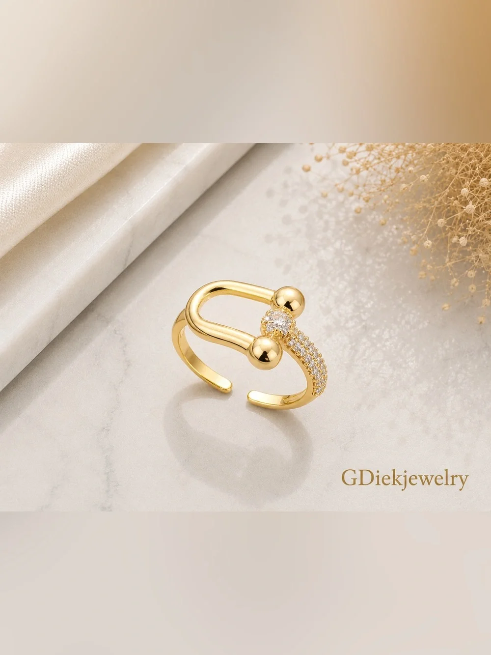 Goldfilled  Open-Front Pavé Crystal Ring